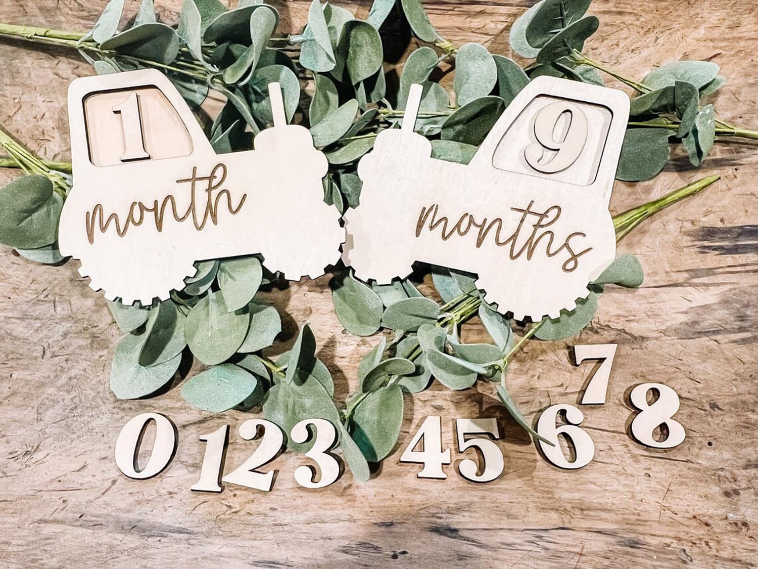 tractor milestone cards for new born wooden tractor baby shower decoration monthly photo sign photo prop pregnancy