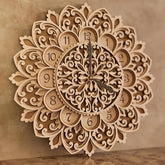 Cliths Multilayer Mandala Wall Clock Laser Cut Wooden Decorative Clock for Living Room & Bedroom Stylish Home Decor & Gift