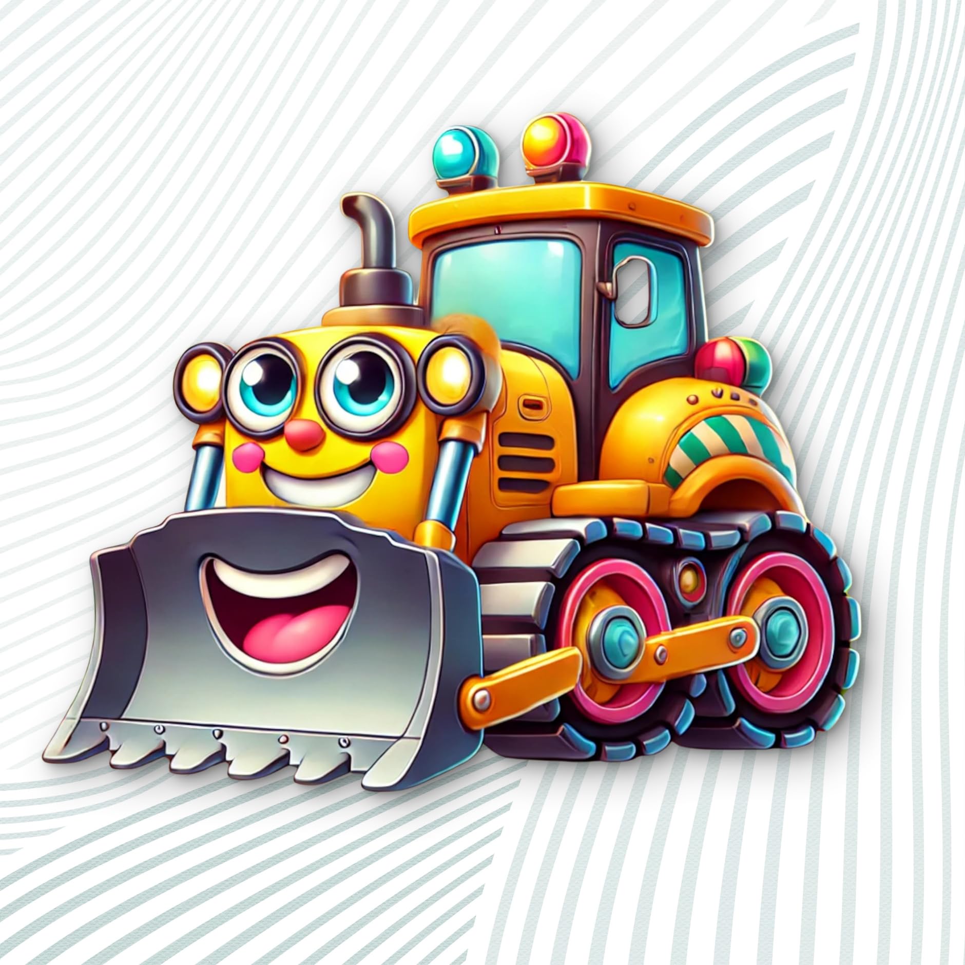 printed mdf construction vehicle wall art for children's bedroom