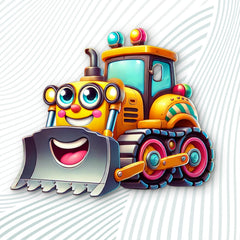 printed mdf construction vehicle wall art for children's bedroom