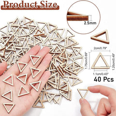 Cliths 40 Pcs Triangle Wood Linking Rings MDF Unfinished Craft Frames for DIY Jewelry Necklaces Home Decor