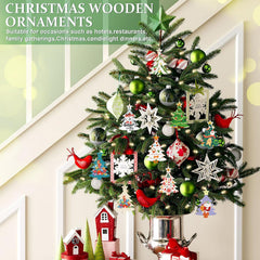 Decorative Christmas tree with wooden ornaments in a home setting