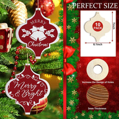 American Elm 10 Pcs Unfinished Wide Bulb Ornaments DIY Craft Kit Christmas Decor Paintable Blank MDF with Cutout Designs