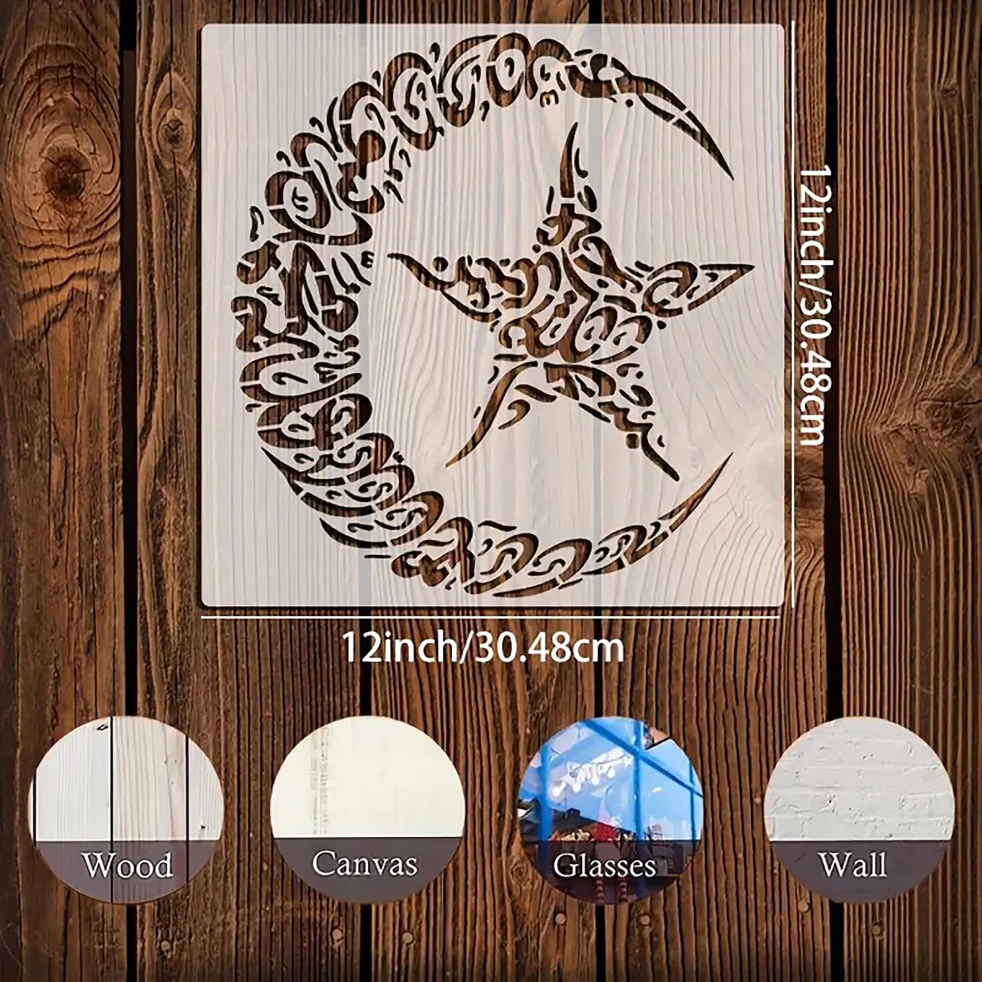 reusable moon and stars stencil for diy wall painting