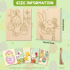 American Elm 10 Pcs Wooden Easter Ornaments to Paint for Kids, Unfinished Easter Bunny Predrilled Wood Slices for Crafts