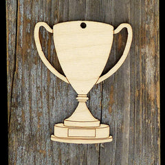 Wooden trophy cutout on a wooden background