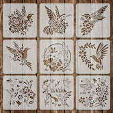 hummingbird floral stencil set for diy painting