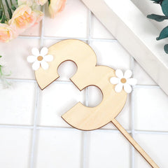 American Elm Wooden Daisy Cake Topper Set of 3 MDF Flower Decor for 3rd Birthday, Boho Party, 3rd Anniversary, Cake Smash