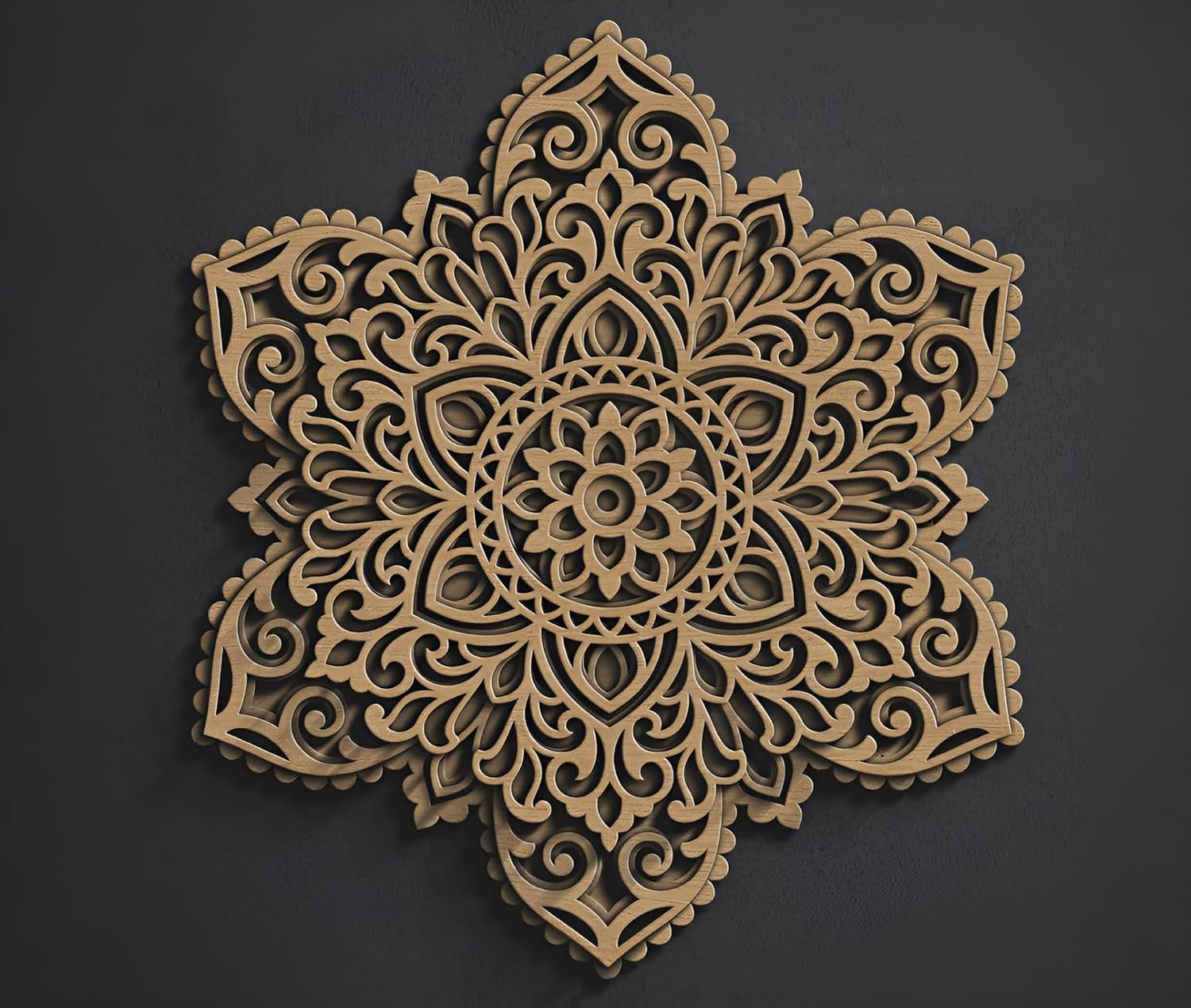 flower design wooden mandala wall art
