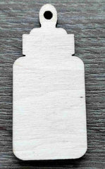 White textured bottle-shaped object on a gray wooden surface