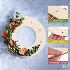 Whittlewud 6 Pcs Wooden Wreath Frames Unfinished MDF Floral Hoop Rings for DIY Wall Decor Crafting