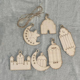 Cliths Set of 6 Wooden Eid DIY Paint Kits Islamic Crafts Ramadan Decor with Hanging Holes Family Activity & Gifts