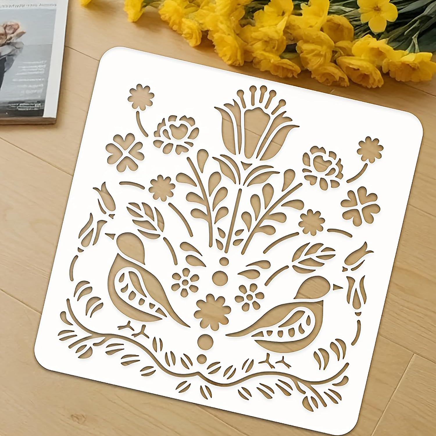 floral painting stencil for wall and furniture projects
