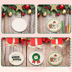American Elm 40 Pcs Wooden Christmas 10 Style Variety Pack MDF Circles with Holes for DIY Holiday Decor