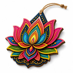 Lotus Shape MDF Wooden Craft Base for DIY Art & Craft, Printed Lotus Cutout for Painting, Diwali DIY Projects, 3.5 x 3.4 Inch, Pack of 6, Cliths