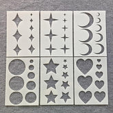 Pack of 6 Reusable Geometric Stencil Set, PET Painting Stencils with Star, Moon, Heart and Circle Patterns for DIY Art, Wall Decor, Wood and Scrapbooking, Cliths