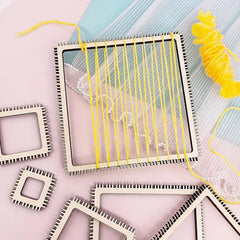 Cliths Wooden Square Weaving Loom Set of 6 Pcs Yarn Loom DIY Kit for Embroidery, Weaving, Macrame Crafts