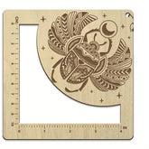 American Elm Square Frame Crochet Ruler Wooden Knitting Needle Gauge with Beetle Design Craft Tool for Yarn Lovers