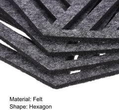 American Elm Hexagon Felt Coasters 12 Pcs Dark Grey Heat Resistant Drink Coasters for Cups, Pots, Bowls Felt Pads