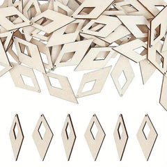 American Elm 52 Pack Rhombus Wooden Pendants Natural MDF Shapes for Jewelry Making, Earrings, Ornaments DIY Craft Blanks