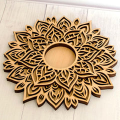 Cliths 3 Layer Mandala Tea Light Candle Holder MDF Diwali Decor Festive Centerpiece for Home