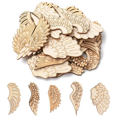 Cliths Pack of 24 Angel Wing Wooden Cutouts Craft DIY Painting Blanks for Baby Showers