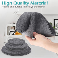 Cliths 36 Pcs Felt Plate Dividers 3 Size Set for Dish Stacking Scratch-Free Plate Protectors Gray Felt Pads for Dinnerware Storage