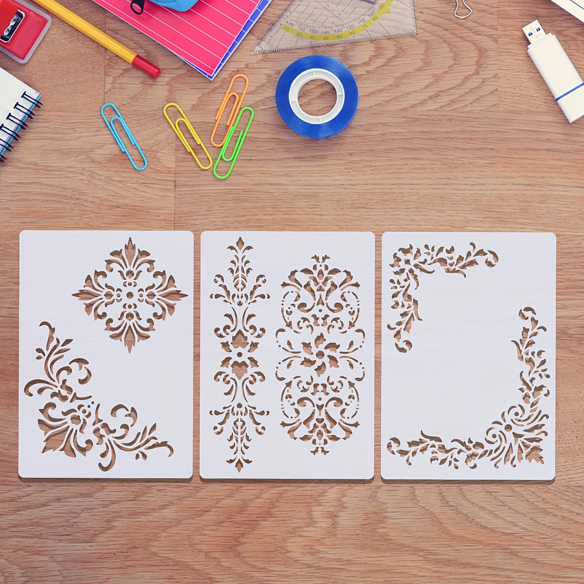 damask wall decor stencils