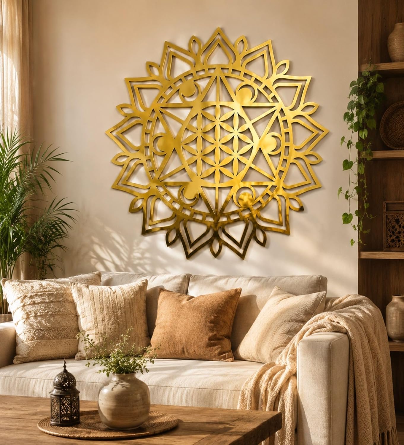 sacred geometry mandala decor, round wall hanging, geometric
