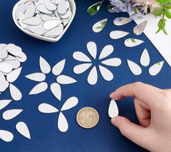 Cliths 150 Pcs Teardrop Shape Acrylic Mirror Tiles Non Adhesive for Wall Kids DIY Craft Project Decoration