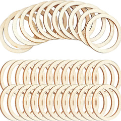 Cliths 30 Pcs Wood Ring MDF Round Cutouts for DIY Crafts, Christmas Ornaments, Pyrography, Jewelry MakinG