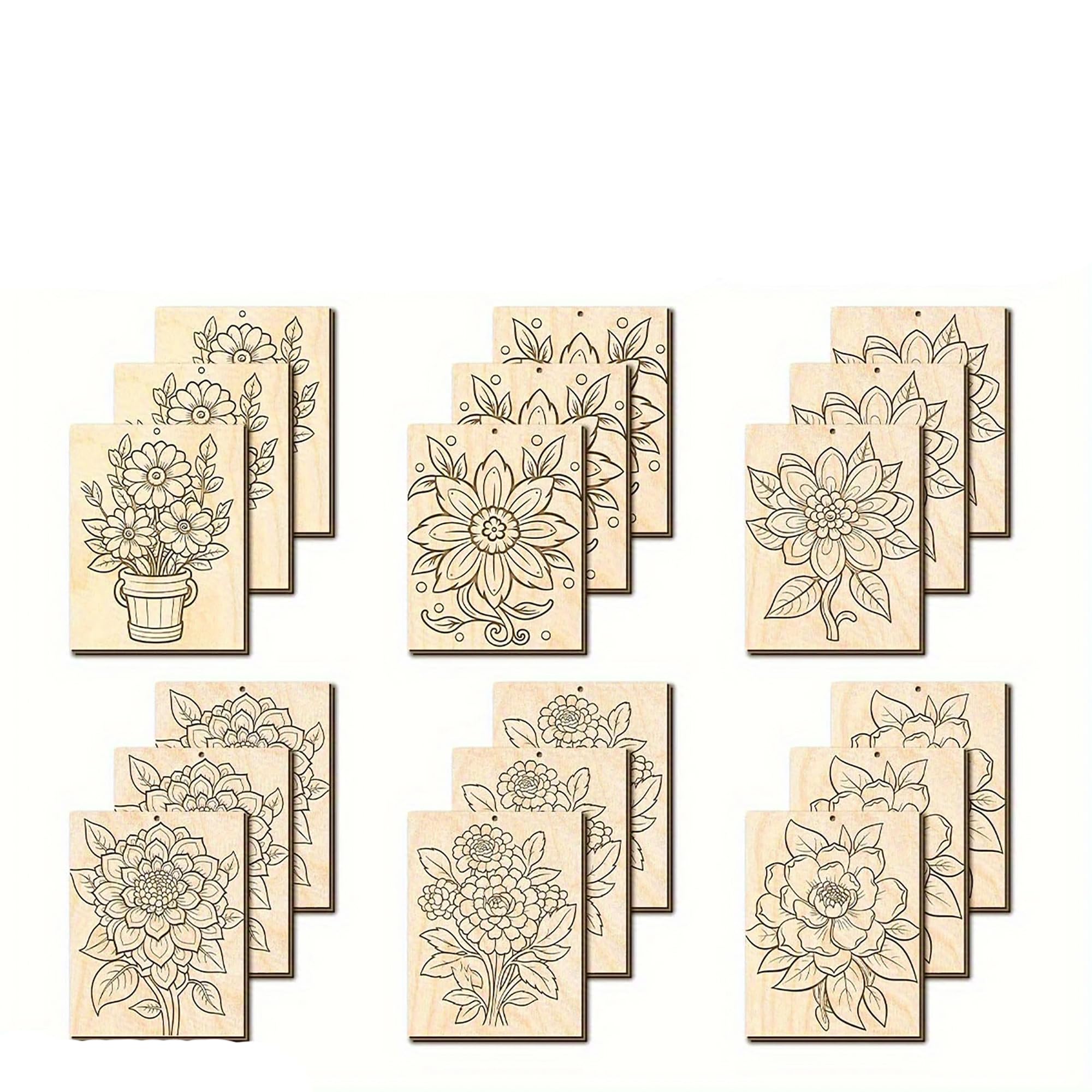 diy wooden flower cutouts for painting unpainted floral shapes for craft kits wooden flower ornaments for home decor