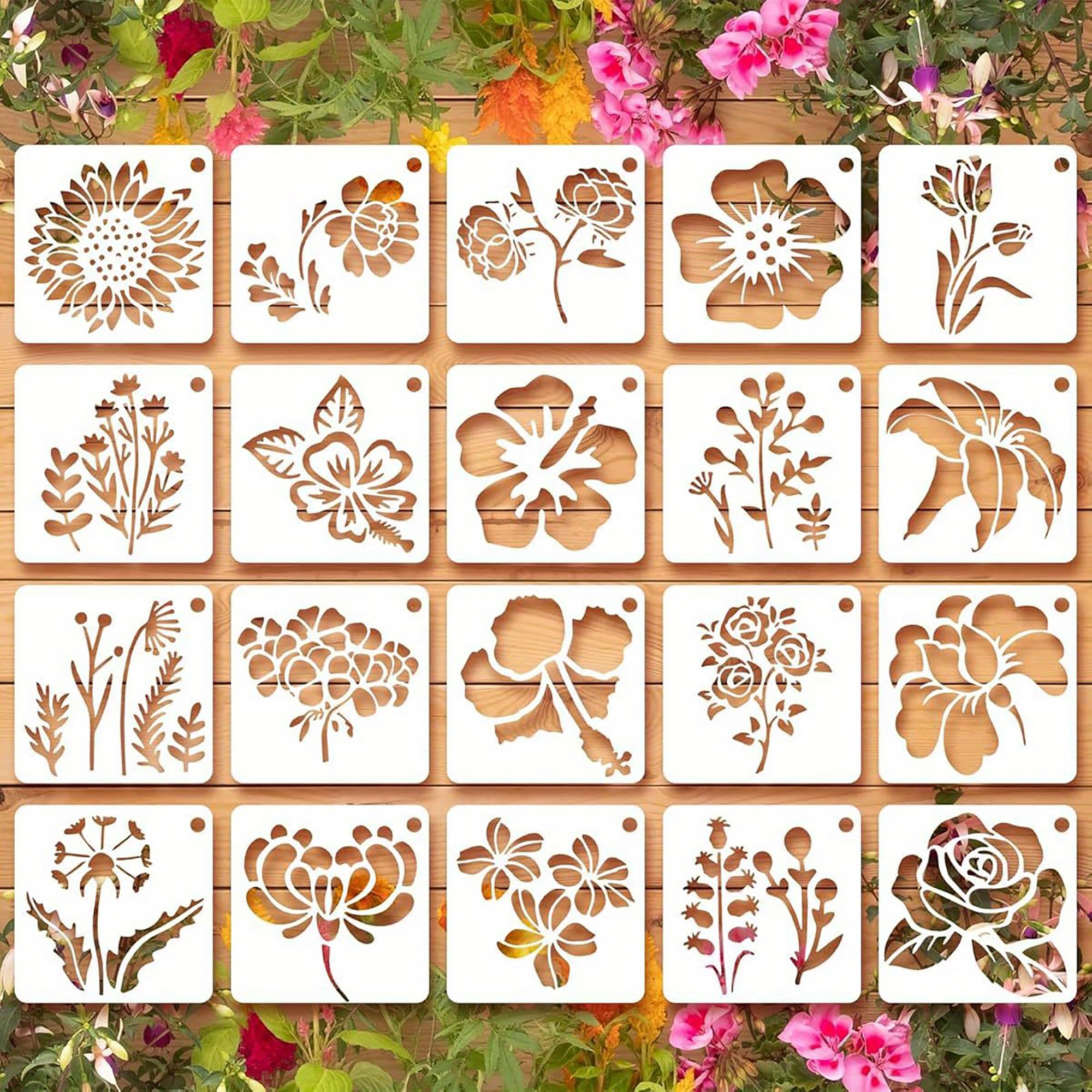 flower stencils reusable plastic