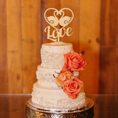 Cliths Pack of 2 Wooden Swan Love Cake Toppers MDF Rustic Wedding, & Valentine's Decor for Couples