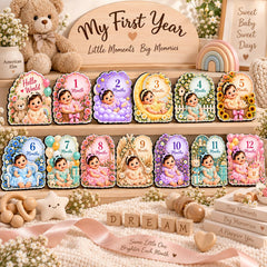 Baby month by month photo milestone markers