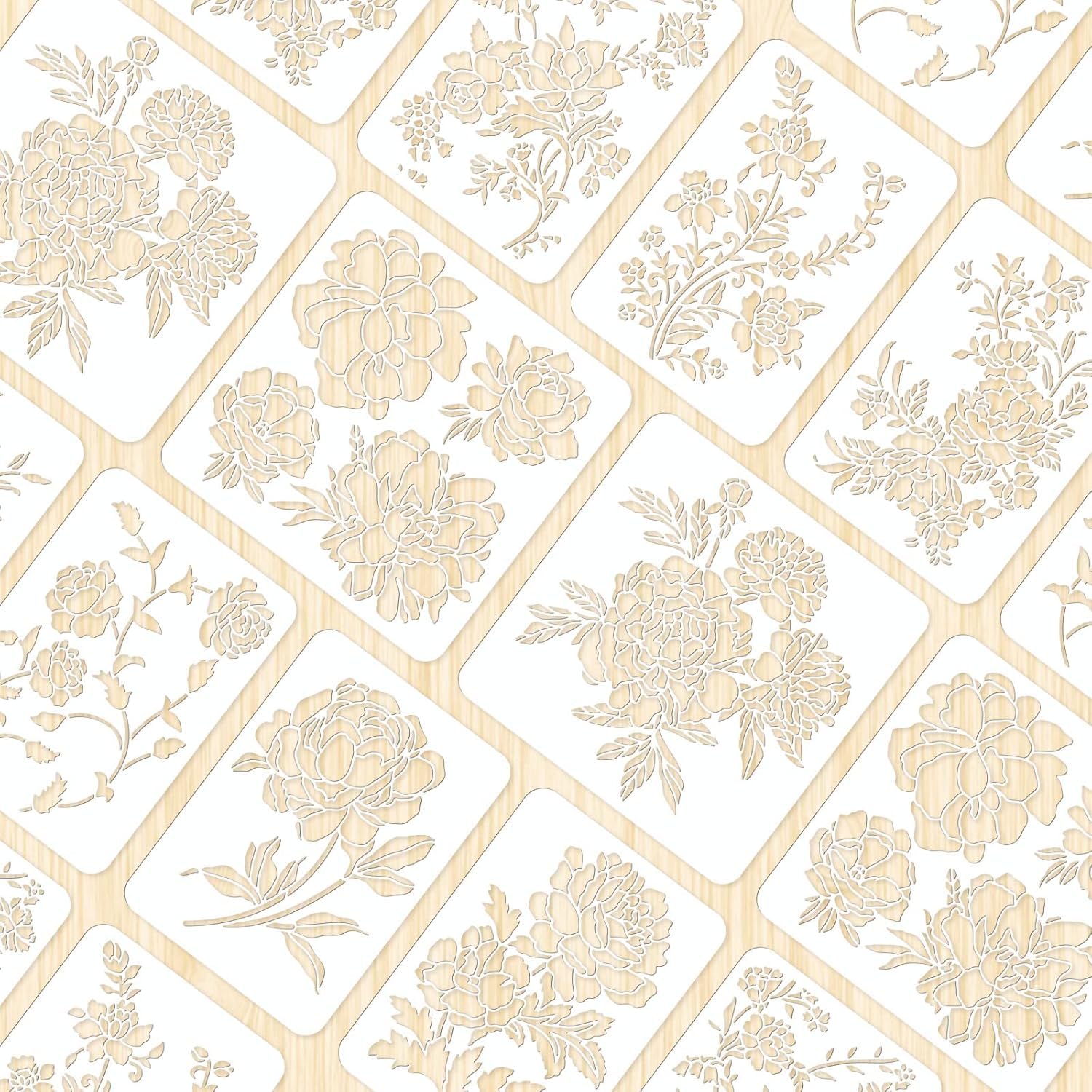 reusable flower wall stencil peony design