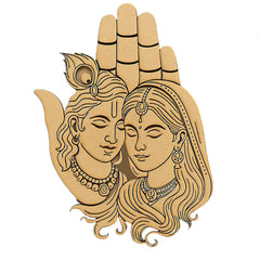 Illustration of a hand with two faces, one male and one female, on a white background.