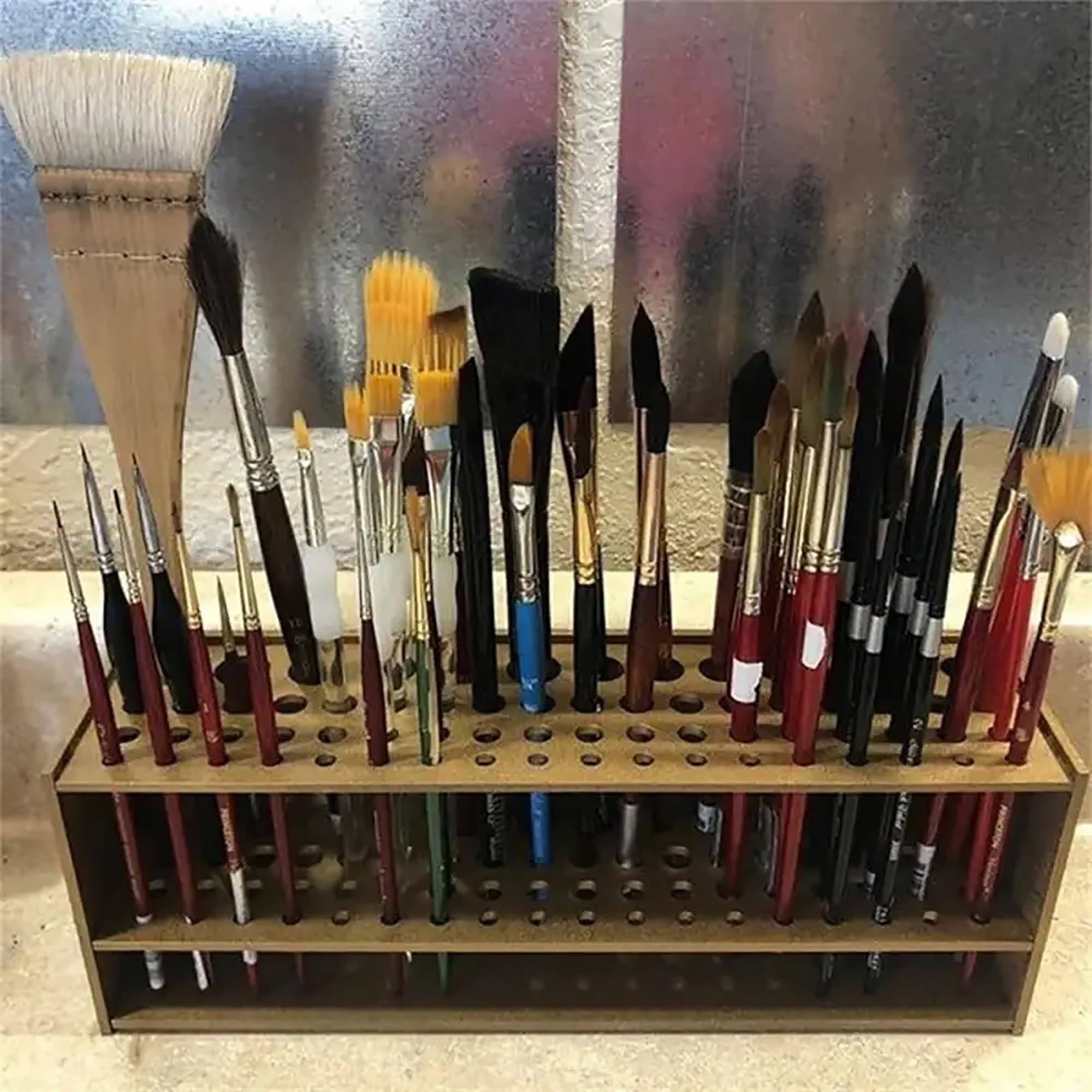 polished wood art storage