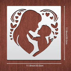mom and child silhouette template