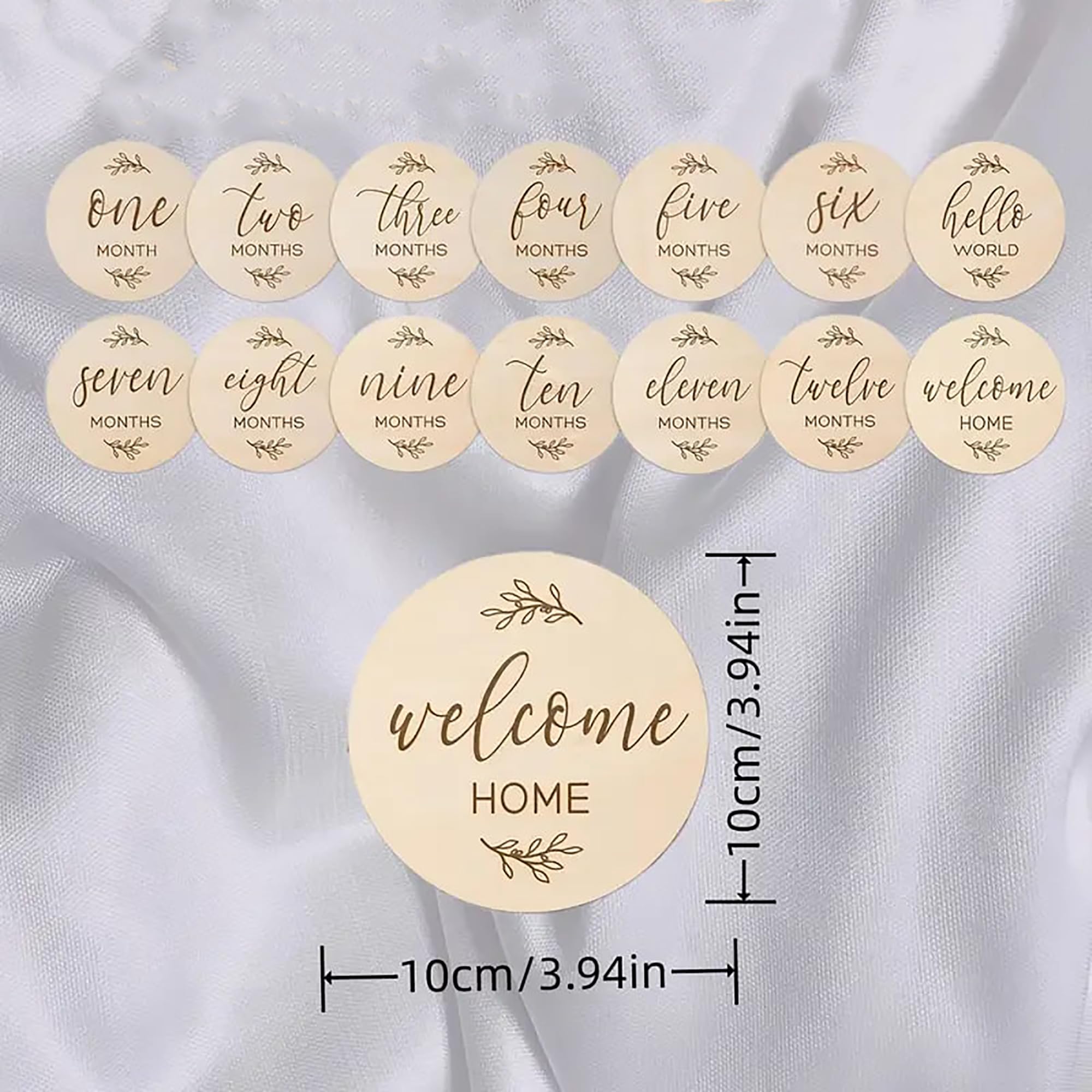 Natural wood baby monthly milestone photo props set