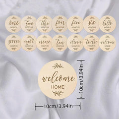 Natural wood baby monthly milestone photo props set