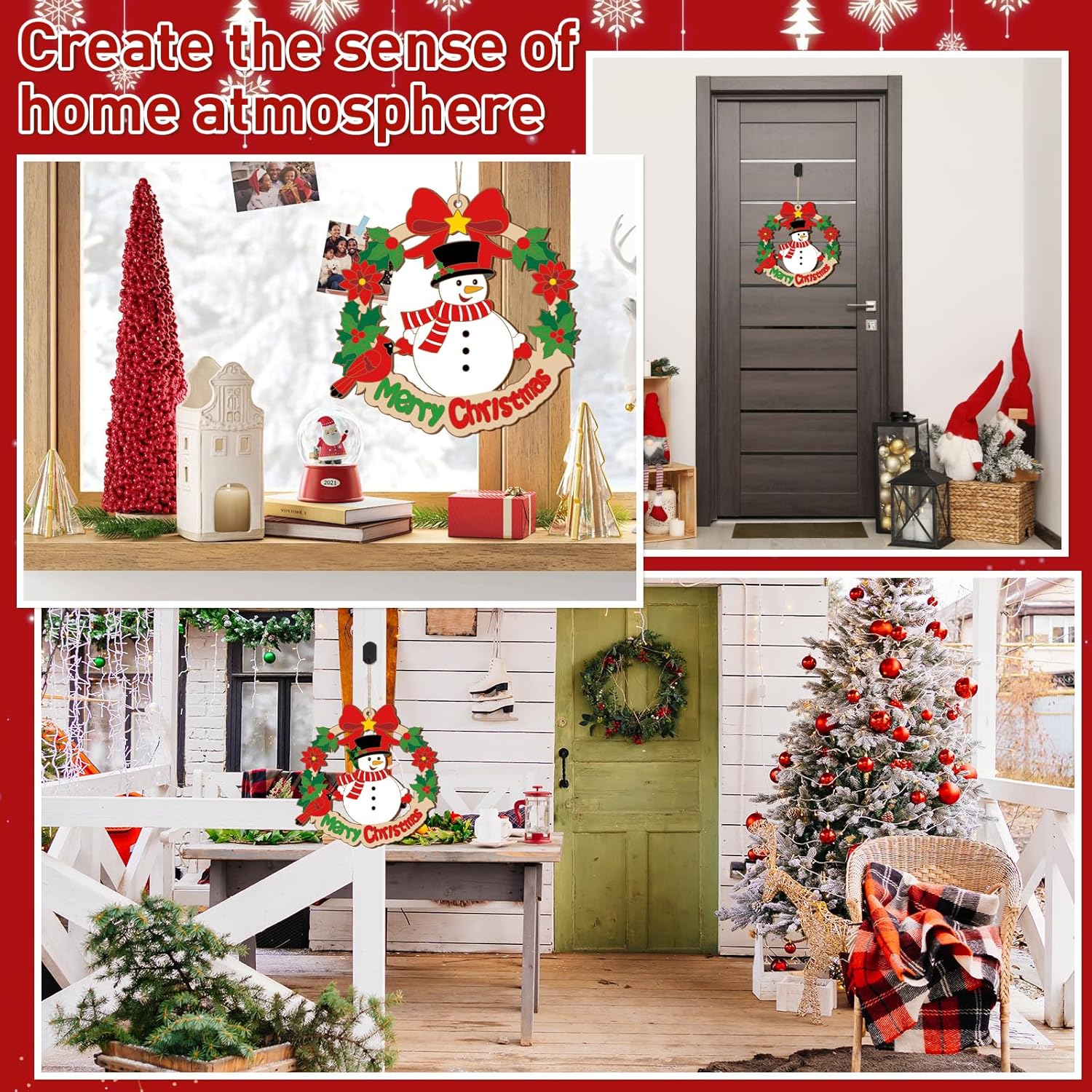 Collage of Christmas decorations creating a home atmosphere.