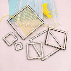 Cliths Wooden Square Weaving Loom Set of 6 Pcs Yarn Loom DIY Kit for Embroidery, Weaving, Macrame Crafts
