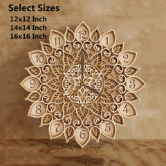 Cliths Multilayer Mandala Wall Clock Wooden Decorative Clock for Living Room MDF Home Decor & Unique Gift