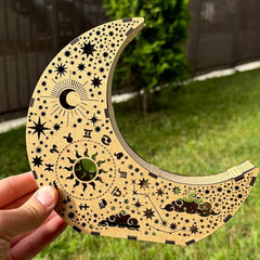 Cliths Wooden Moon Tealight Holder Ramadan Eid Night Light 3D Sun & Star Design Table Decor