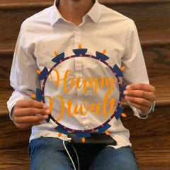 Cliths Happy Diwali Wreath Cutout Unfinished Decor DIY Craft Kit Festival Door Hanger Happy Diwali Gift Kids Activity Indian Home Decor