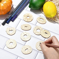 Cliths Pack of 20 Wooden Donut Cutouts MDF Craft Shapes DIY Sweet Treat Decor for Home