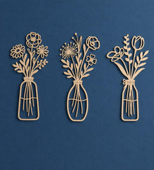 wooden flower pot wall decor set of 3