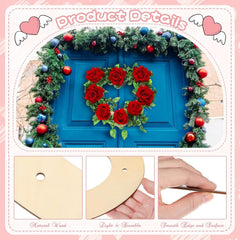 Cliths Pack of 4 Wooden Heart Wreath Frames Heart Shaped MDF Craft Base for DIY Floral Party Decorations