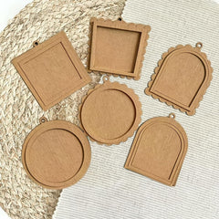 Pack of 6 Wooden Multi Layer Ornament Blanks for DIY Art & Craft, Hanging Plaques for Painting, Resin, Decoupage, Christmas & Home Decor, Cliths